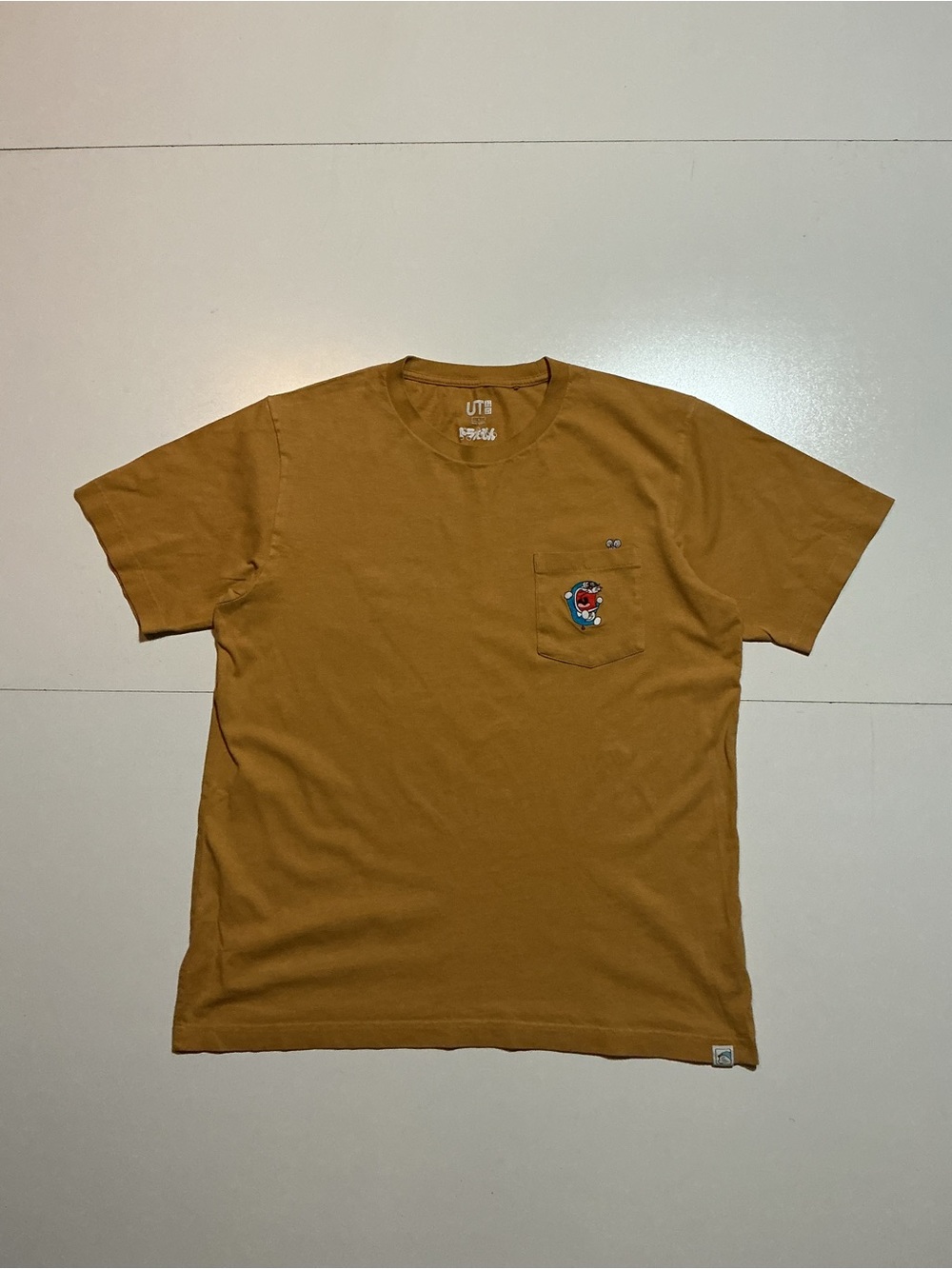UT Uniqlo X Doraemon Mouse Embroidered Yellow Pocket S/S Crew T-Shirt